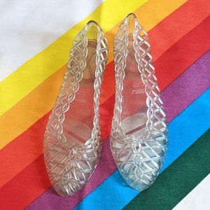 80s Clear Jelly Flats VTG Womens Size 9